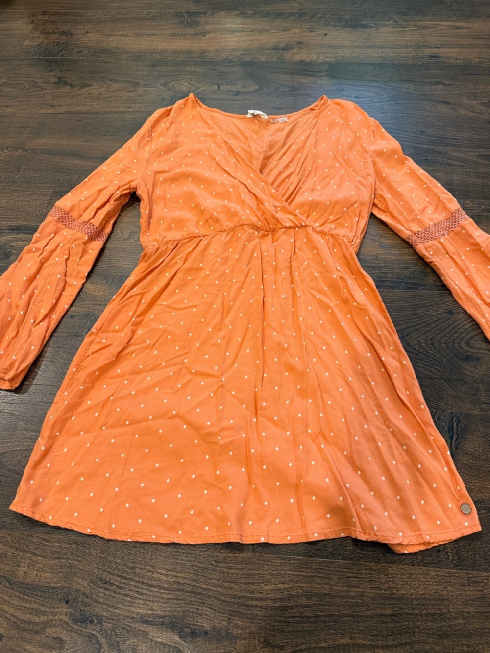 Women's Orange Roxy Long-Sleeve Wrap Dress